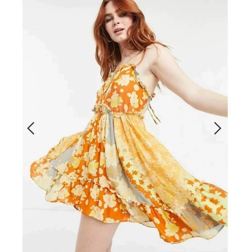 Free people intimately endless summer storm flowy boho dress orange blue western